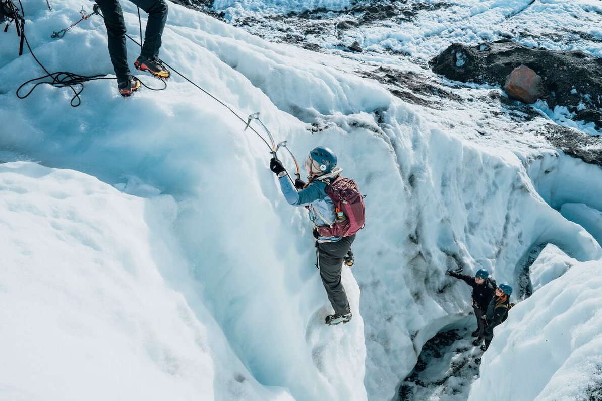 Up we go... tour group ice climbing on largest glacier