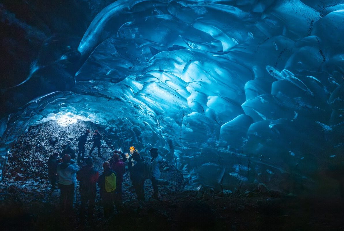 Spectacular crystal blue ice cave Spectacular crystal blue ice cave
