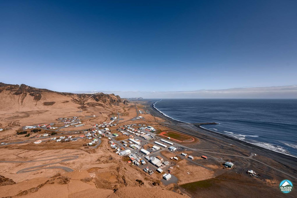 Aerial view on Vik town in Iceland