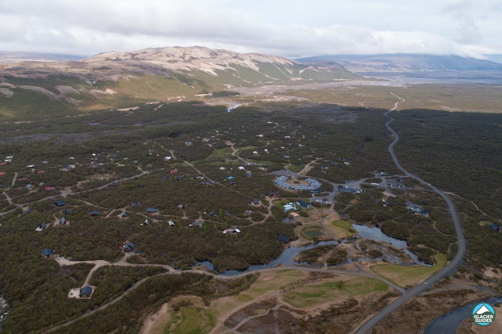 Husafell Hotel Aerial Photo In Iceland