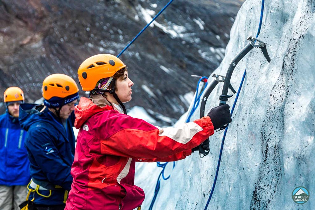 Climbing Ice On Solheimajokull Glacier