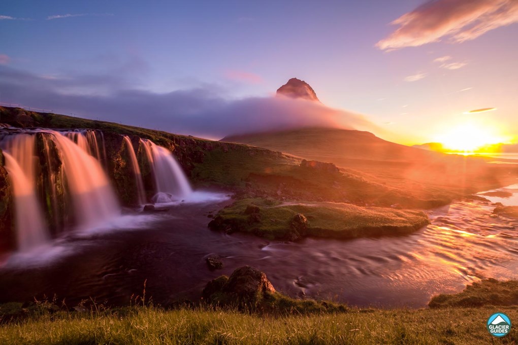 Kirkjufellsfoss waterfall near the Kirkjufell mountain