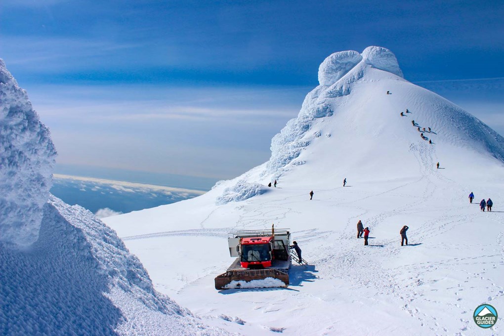 People and Snowcat on Snaefellsnes Glacier